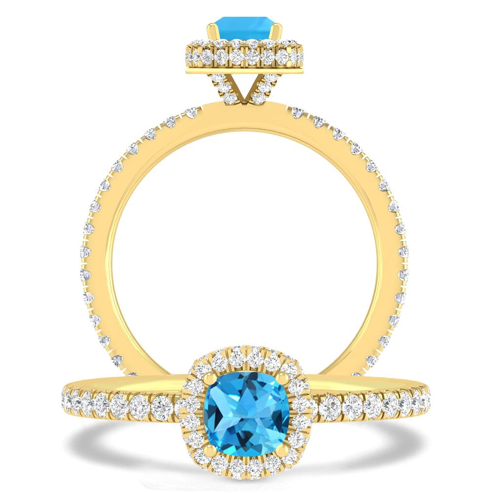 Yellow Gold - Blue Topaz