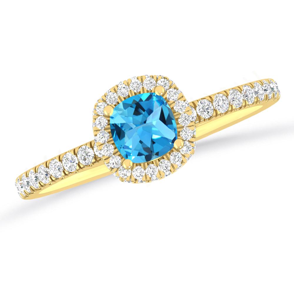 Yellow Gold - Blue Topaz