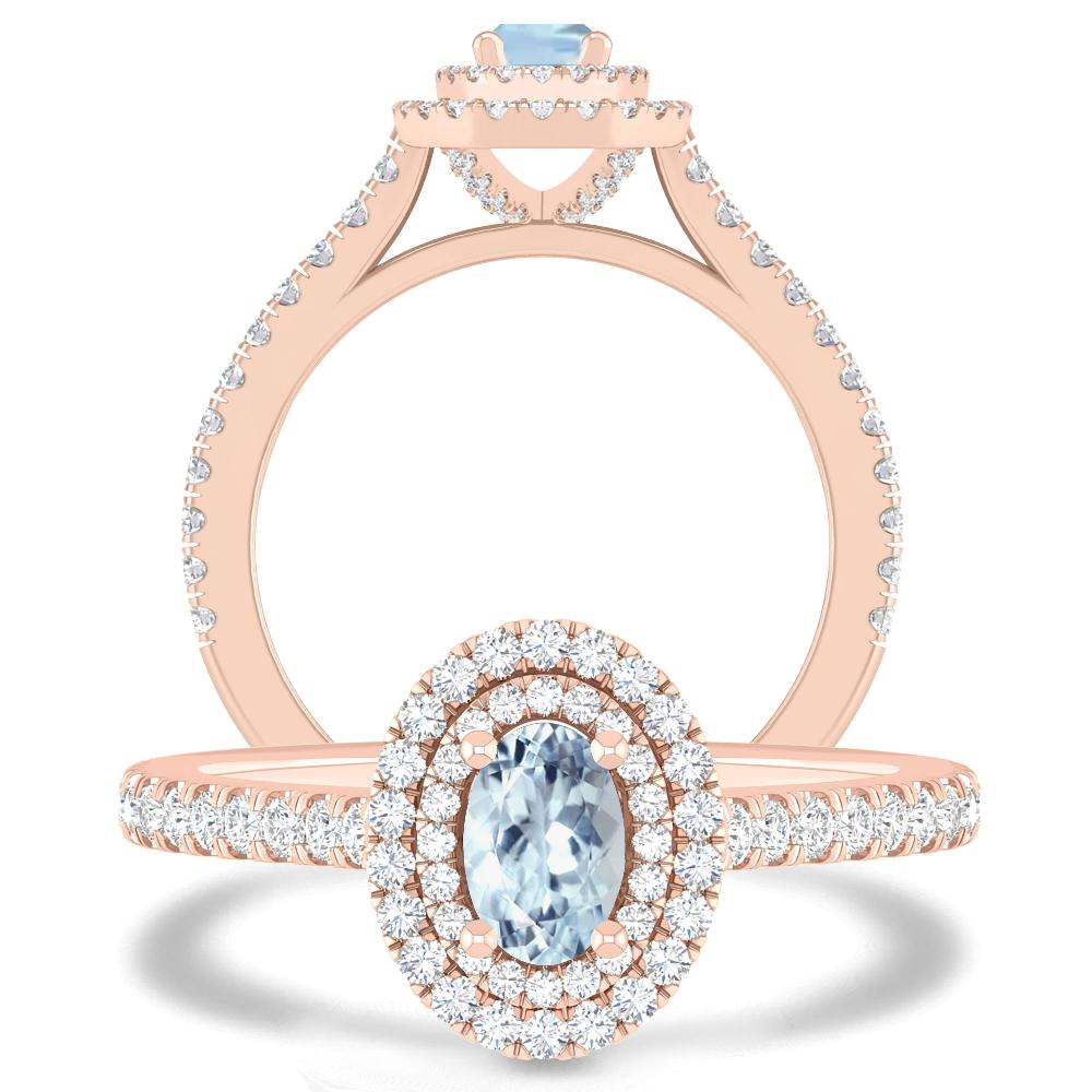 Rose Gold - Aquamarine