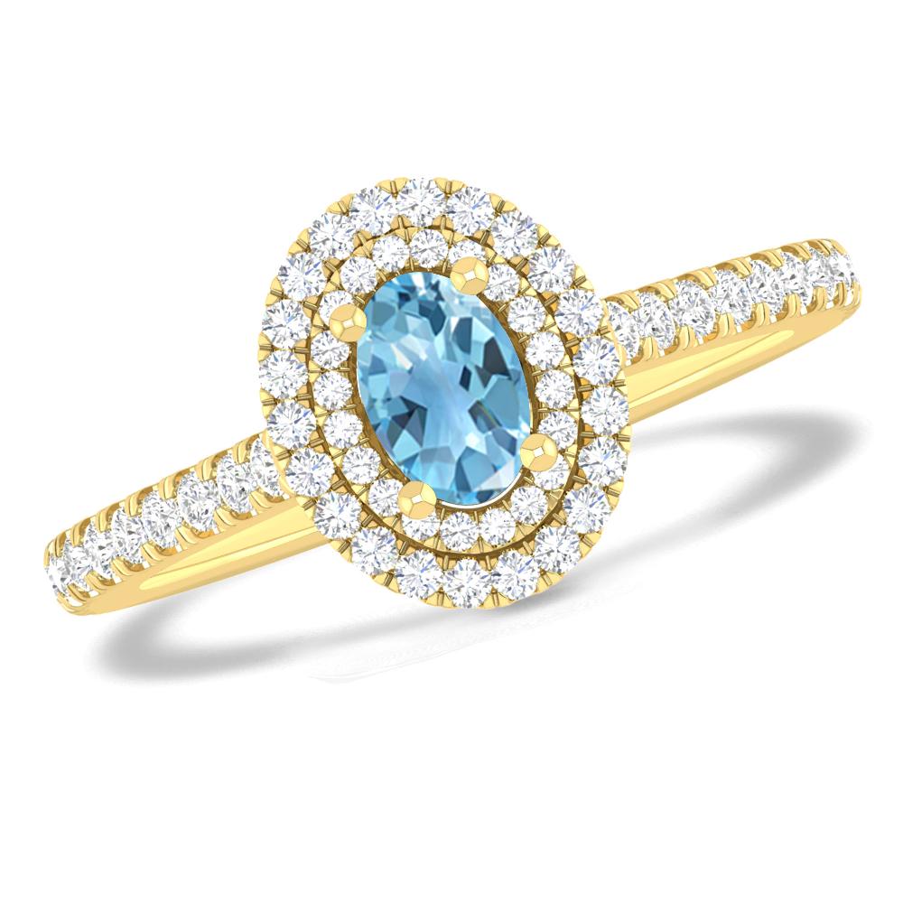 Yellow Gold - Blue Topaz