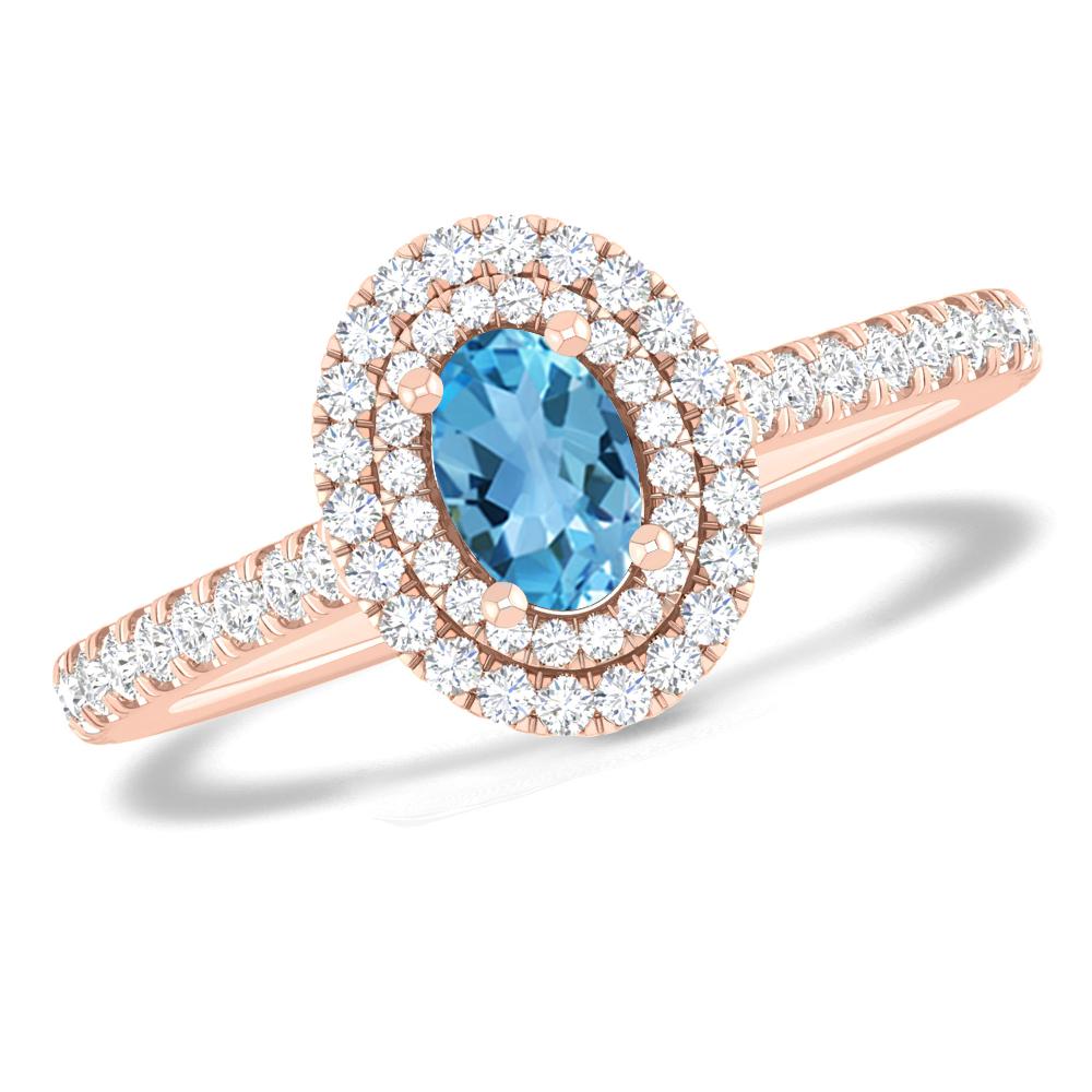 Rose Gold - Blue Topaz