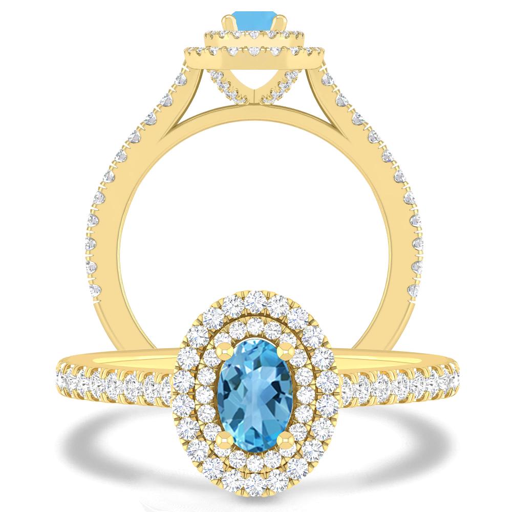 Yellow Gold - Blue Topaz