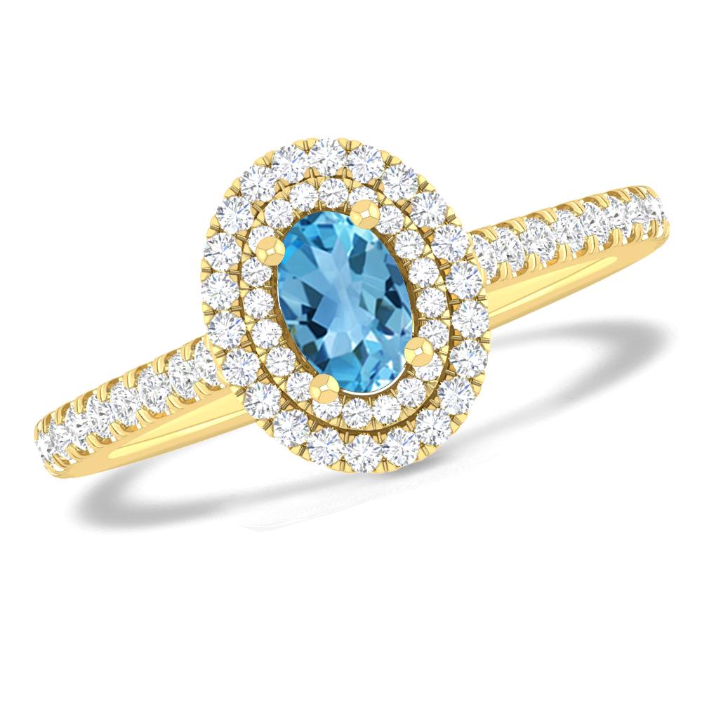 Yellow Gold - Blue Topaz