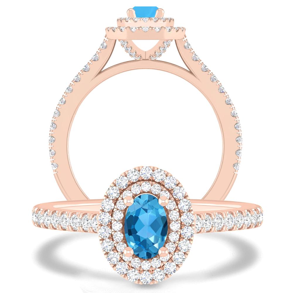 Rose Gold - Blue Topaz