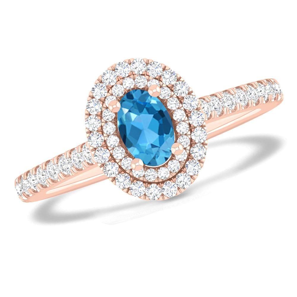 Rose Gold - Blue Topaz