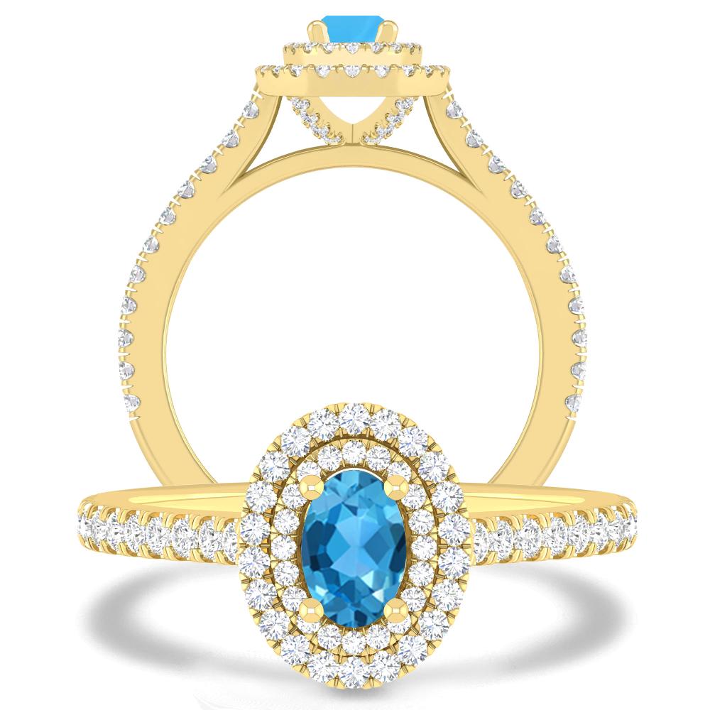 Yellow Gold - Blue Topaz