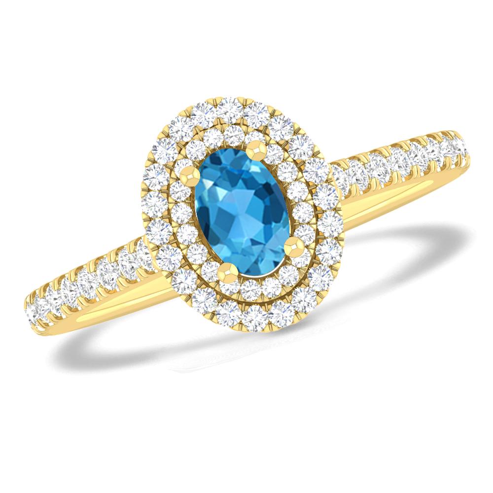 Yellow Gold - Blue Topaz