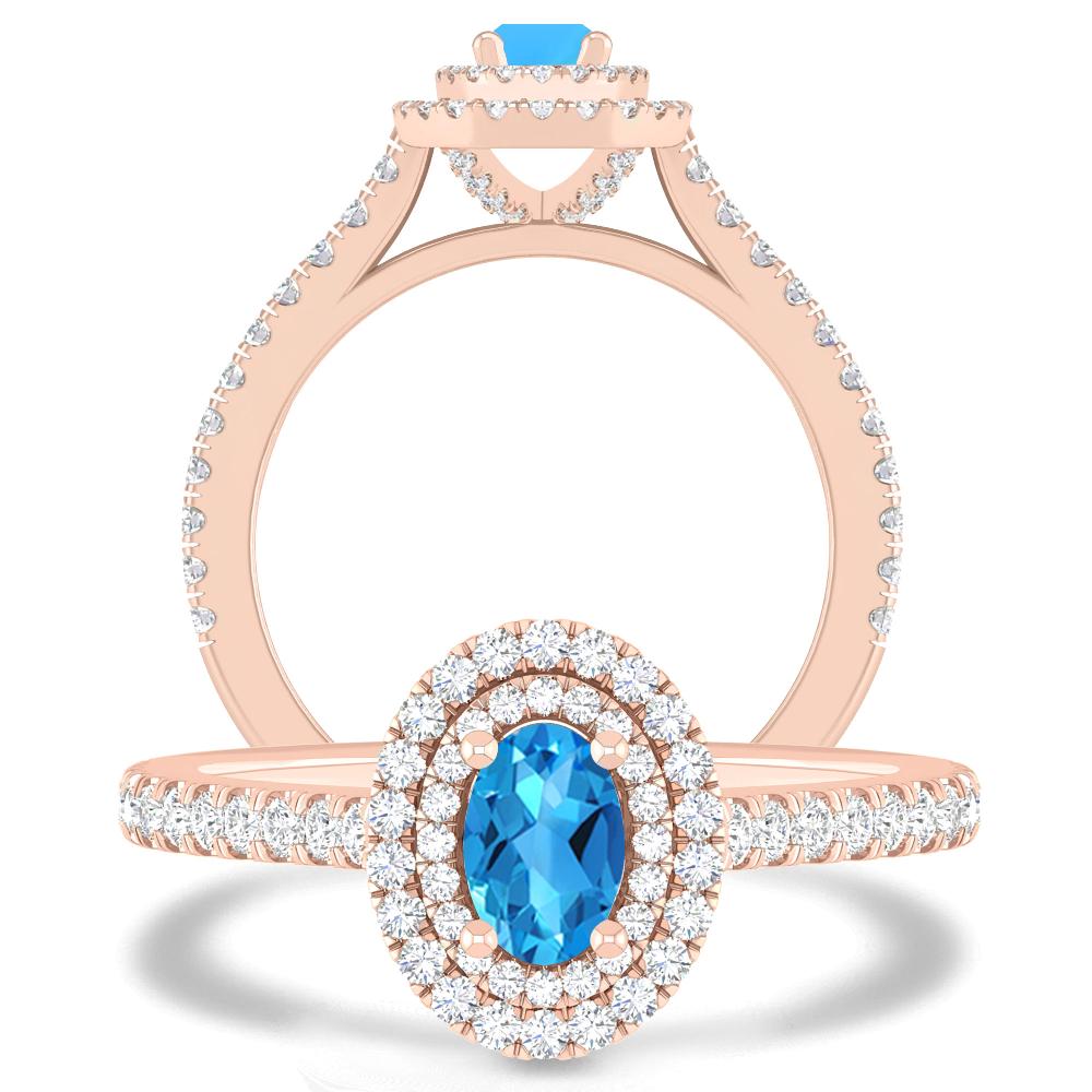 Rose Gold - Blue Topaz