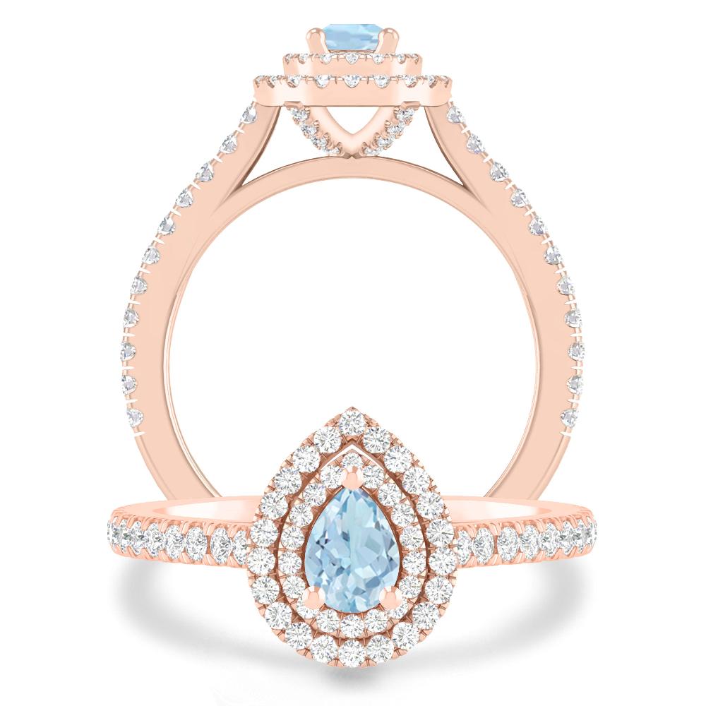 Rose Gold - Aquamarine