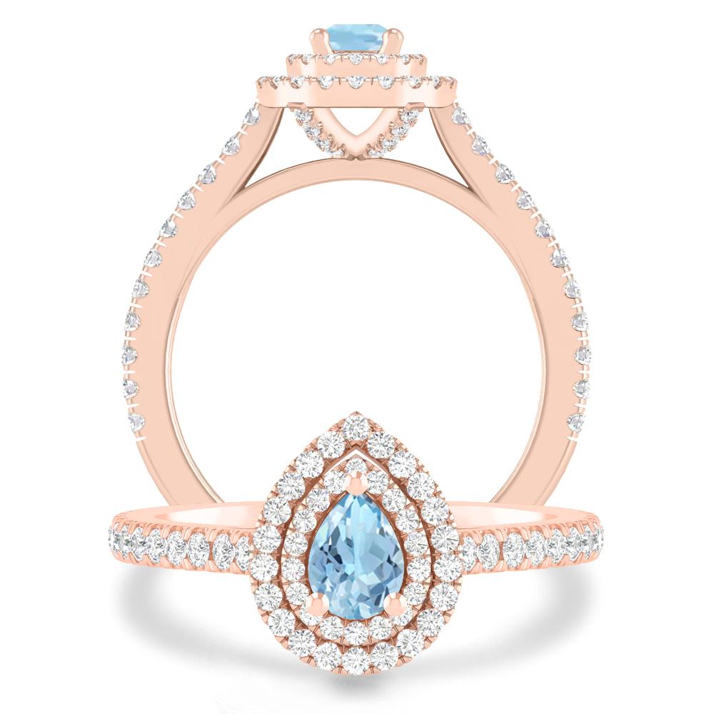 Rose Gold - Aquamarine