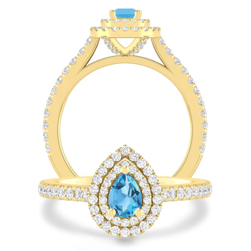 Yellow Gold - Blue Topaz