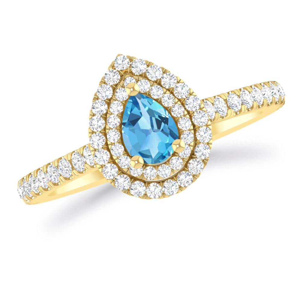 Yellow Gold - Blue Topaz