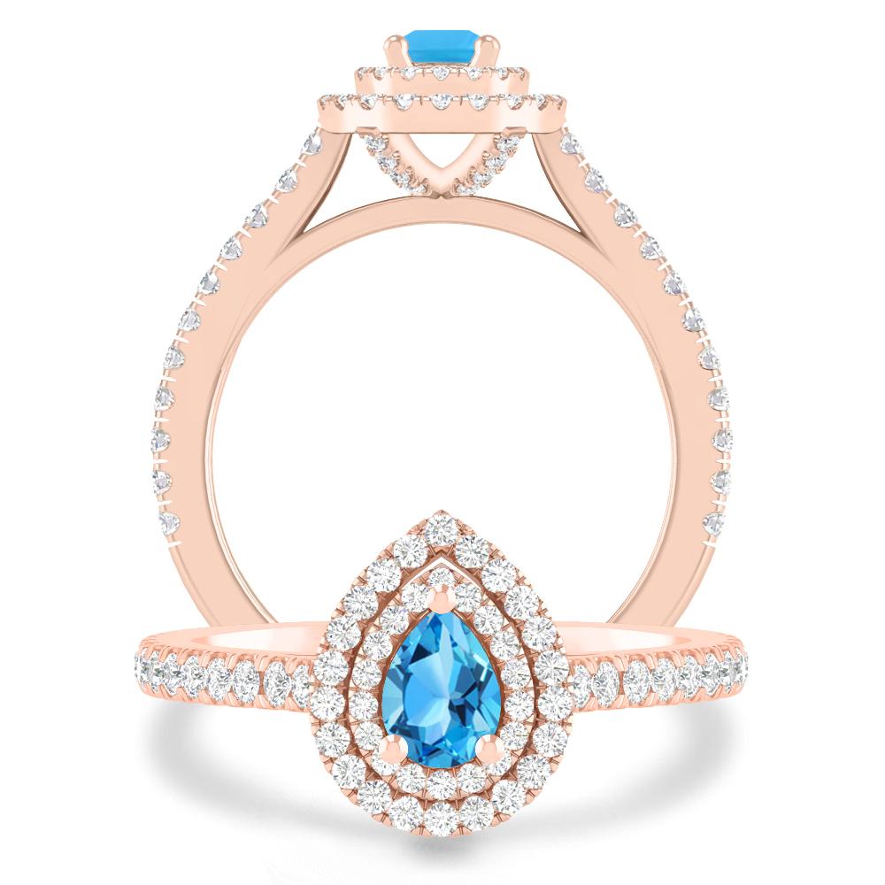 Rose Gold - Blue Topaz