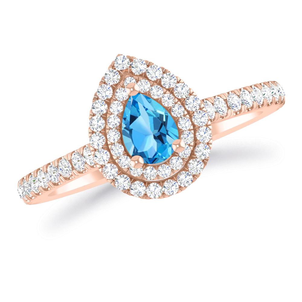 Rose Gold - Blue Topaz