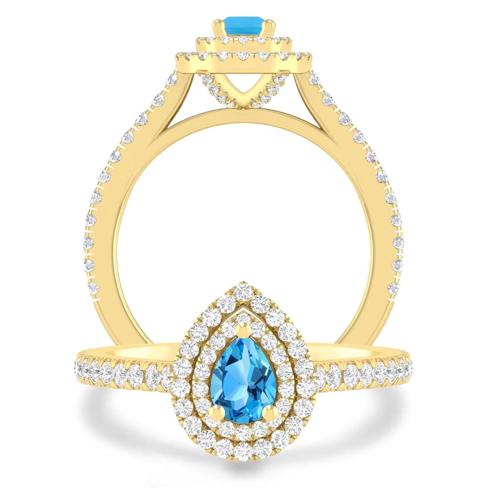 Yellow Gold - Blue Topaz