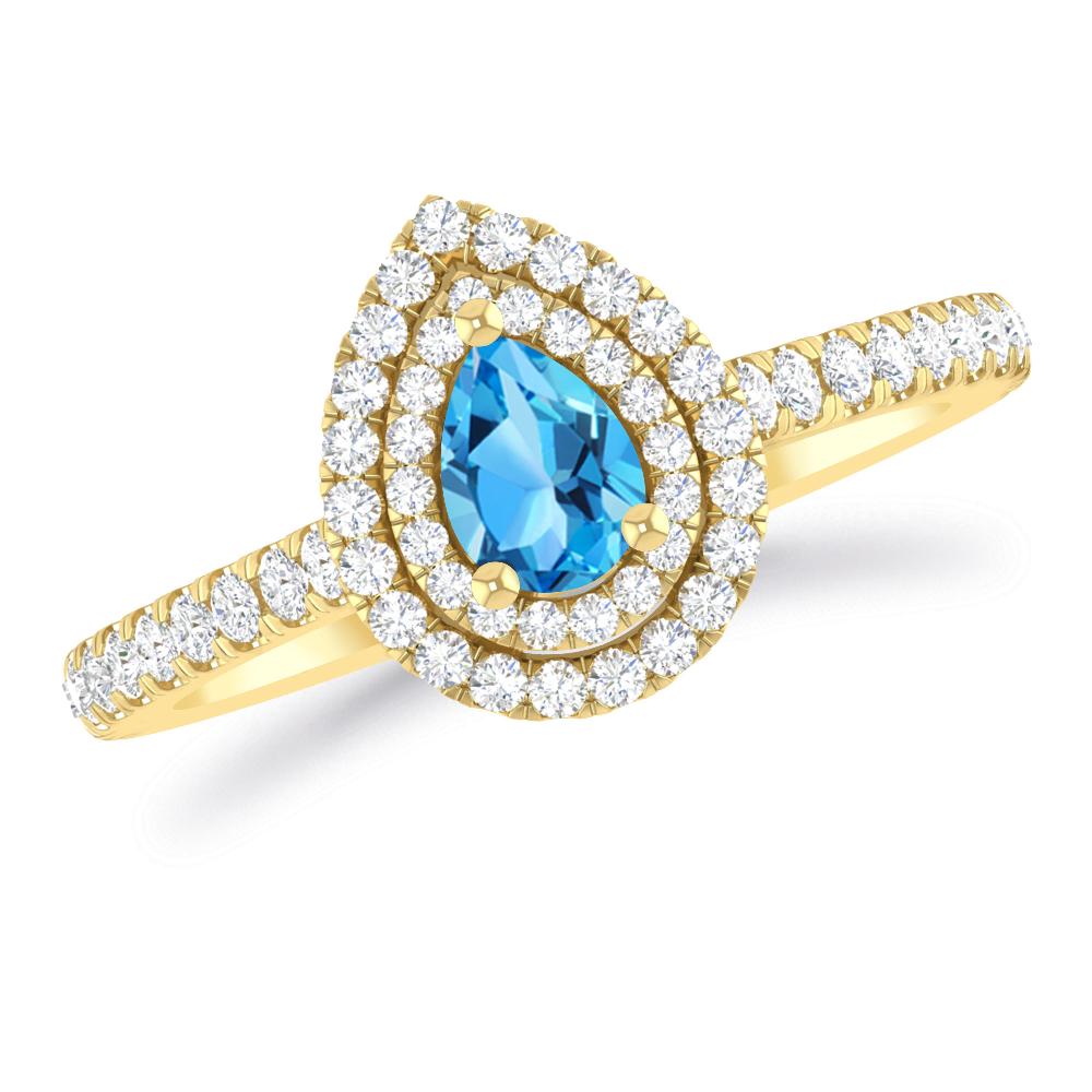 Yellow Gold - Blue Topaz