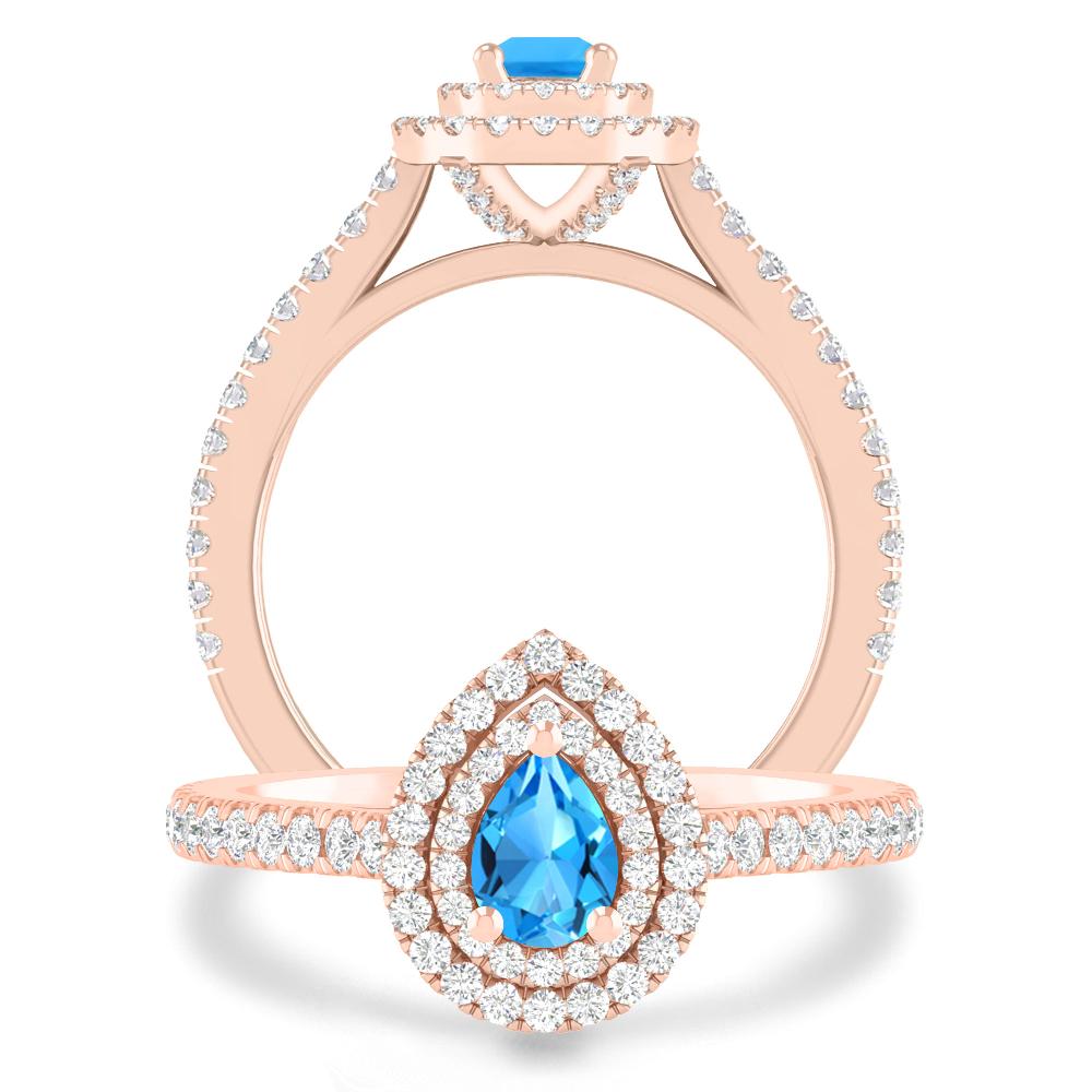 Rose Gold - Blue Topaz