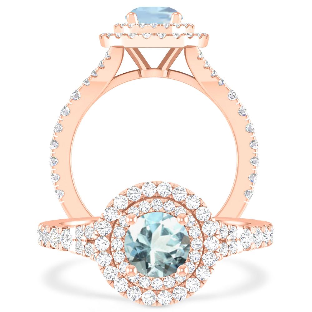 Rose Gold - Aquamarine