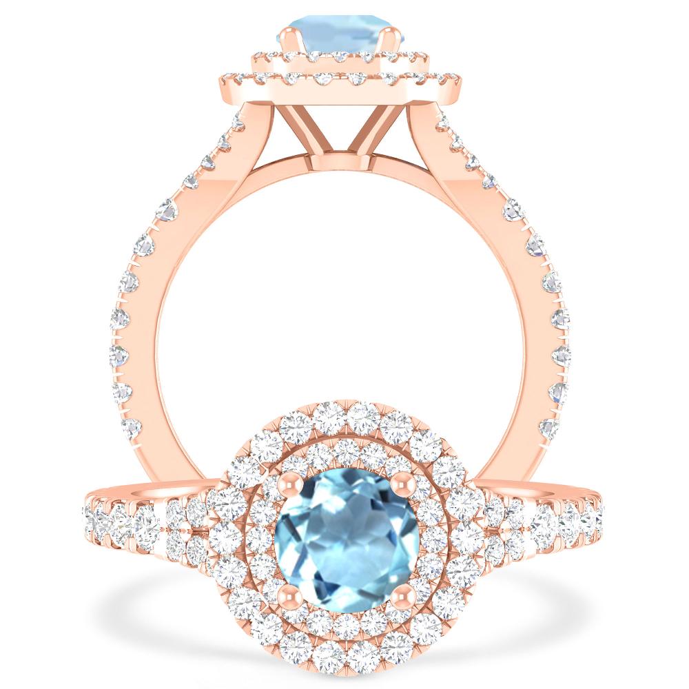 Rose Gold - Aquamarine