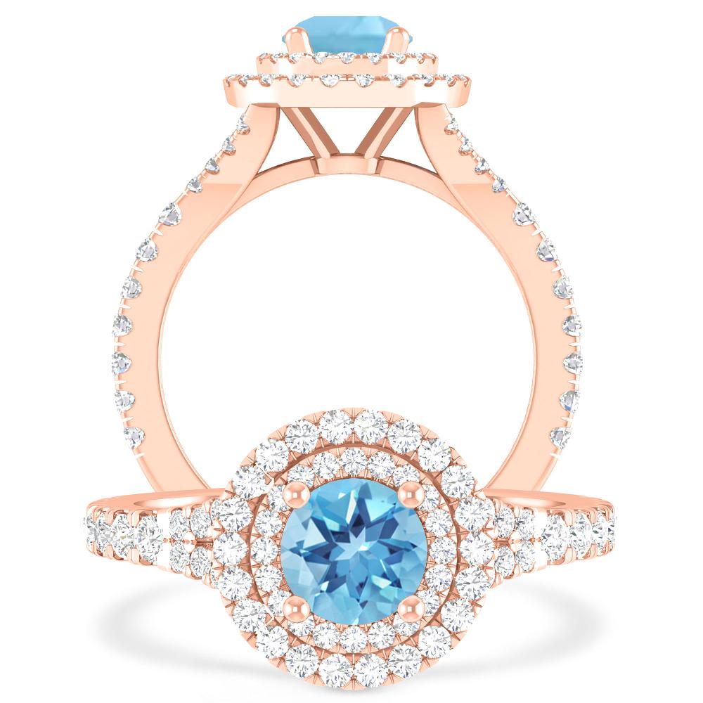 Rose Gold - Blue Topaz