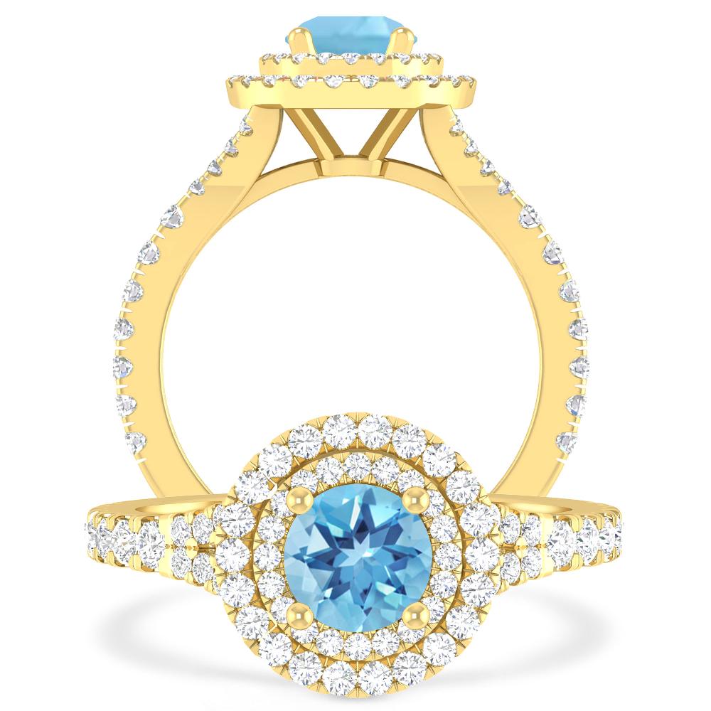 Yellow Gold - Blue Topaz