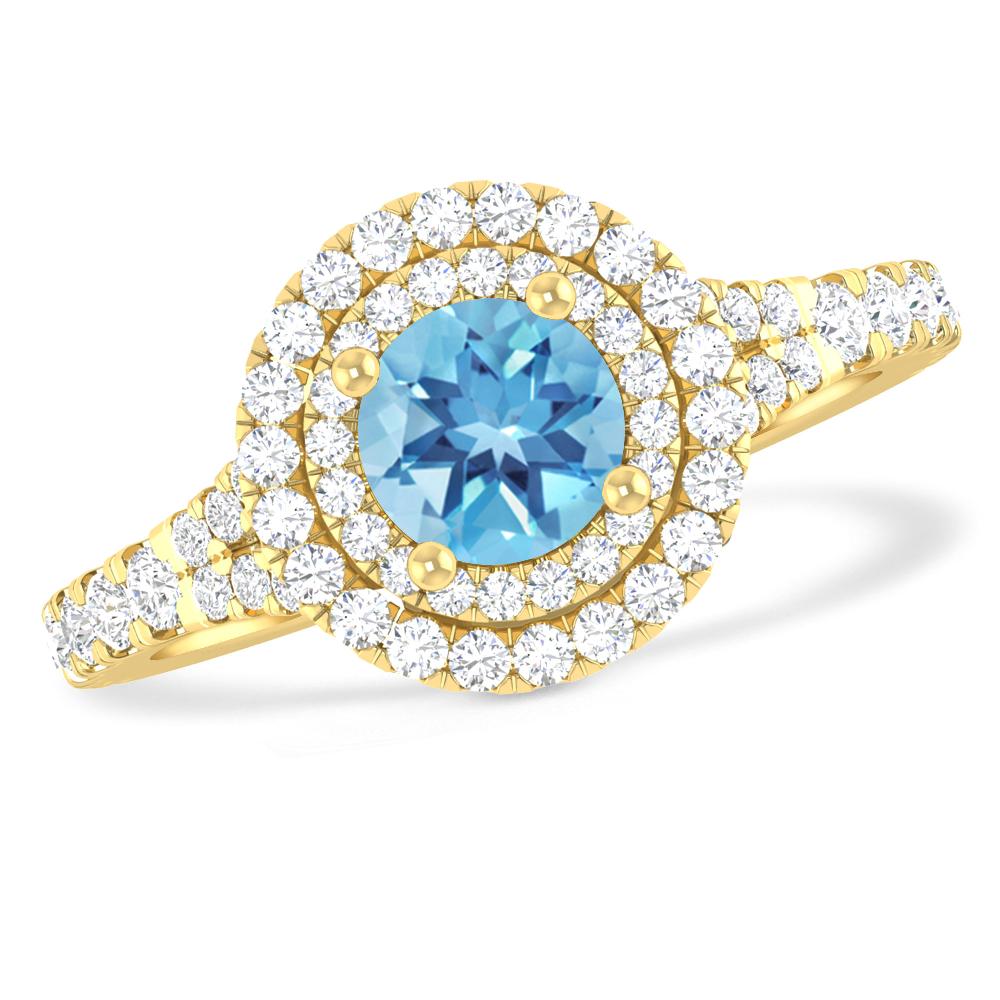 Yellow Gold - Blue Topaz