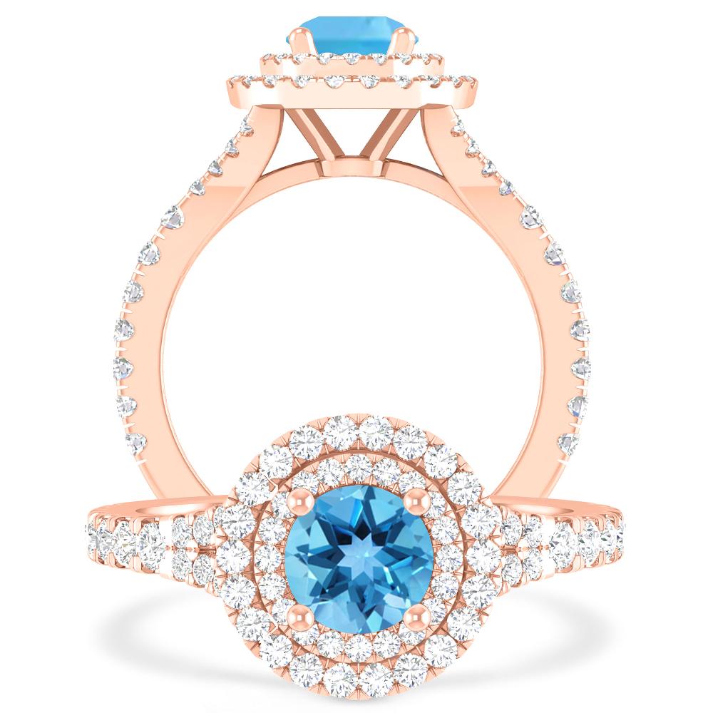 Rose Gold - Blue Topaz