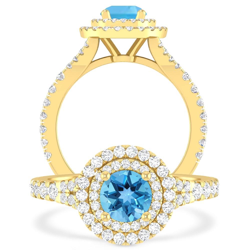 Yellow Gold - Blue Topaz