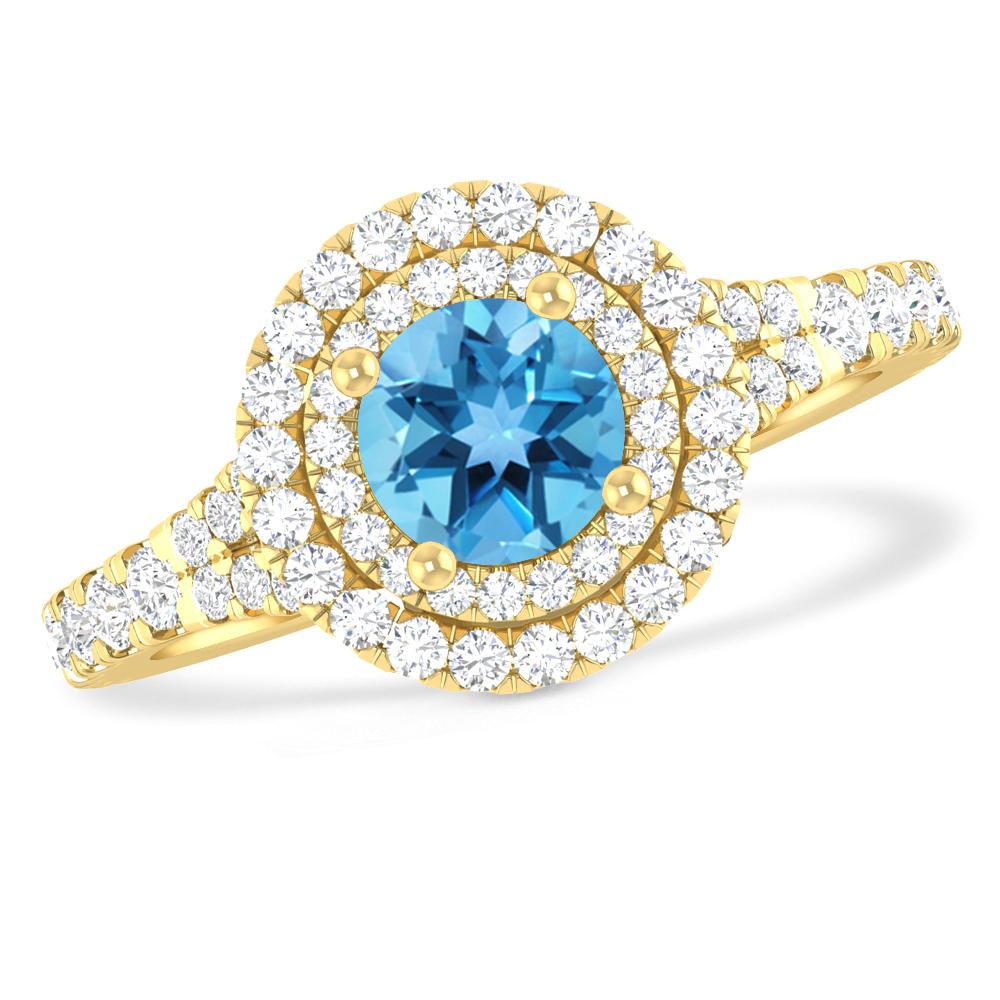 Yellow Gold - Blue Topaz