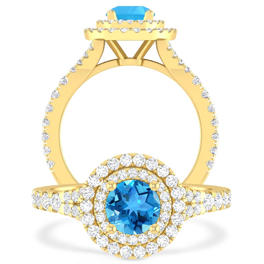 Yellow Gold - Blue Topaz