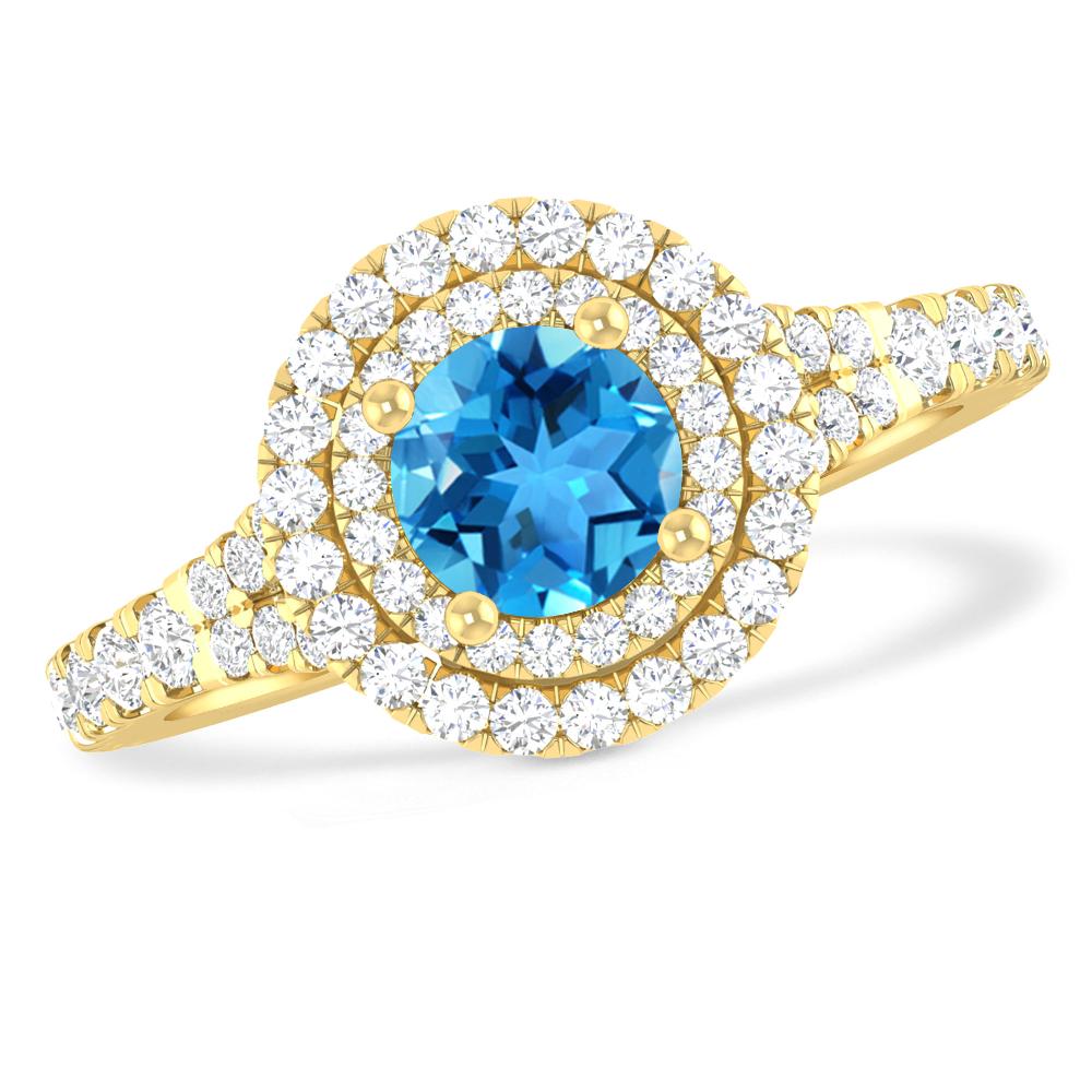 Yellow Gold - Blue Topaz