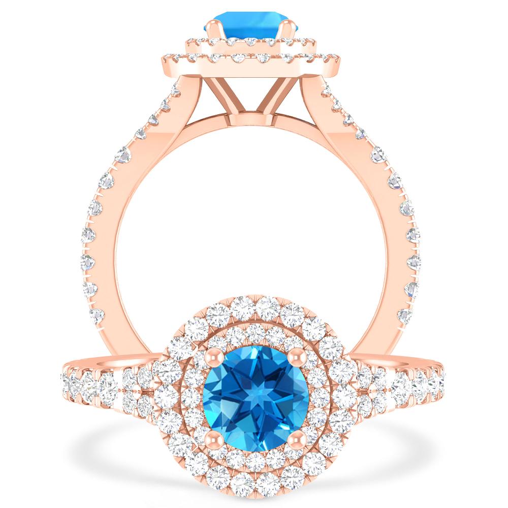 Rose Gold - Blue Topaz