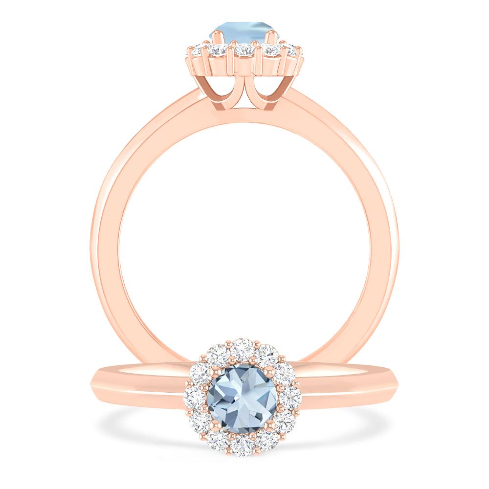 Rose Gold - Aquamarine