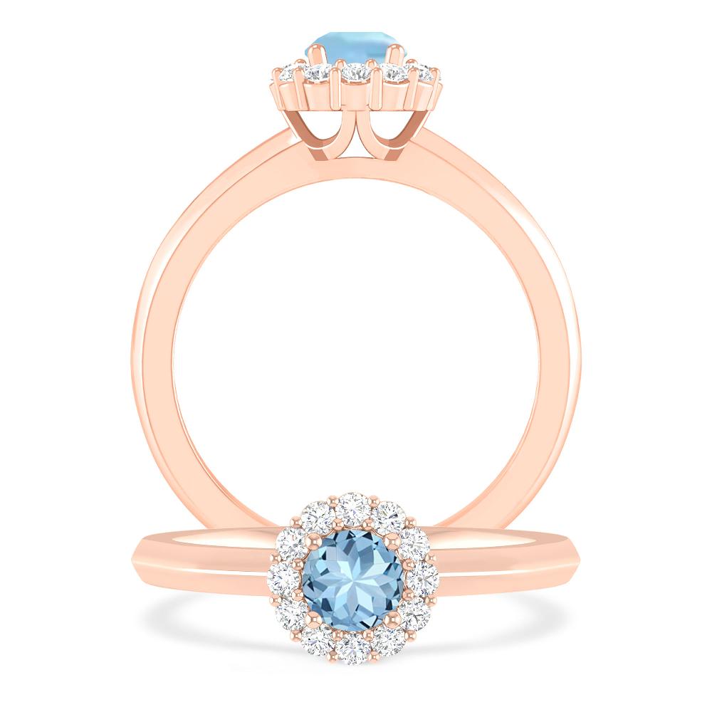 Rose Gold - Aquamarine