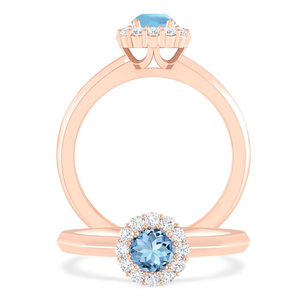 Rose Gold - Aquamarine