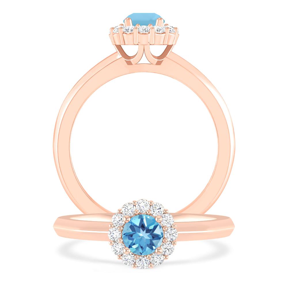 Rose Gold - Blue Topaz