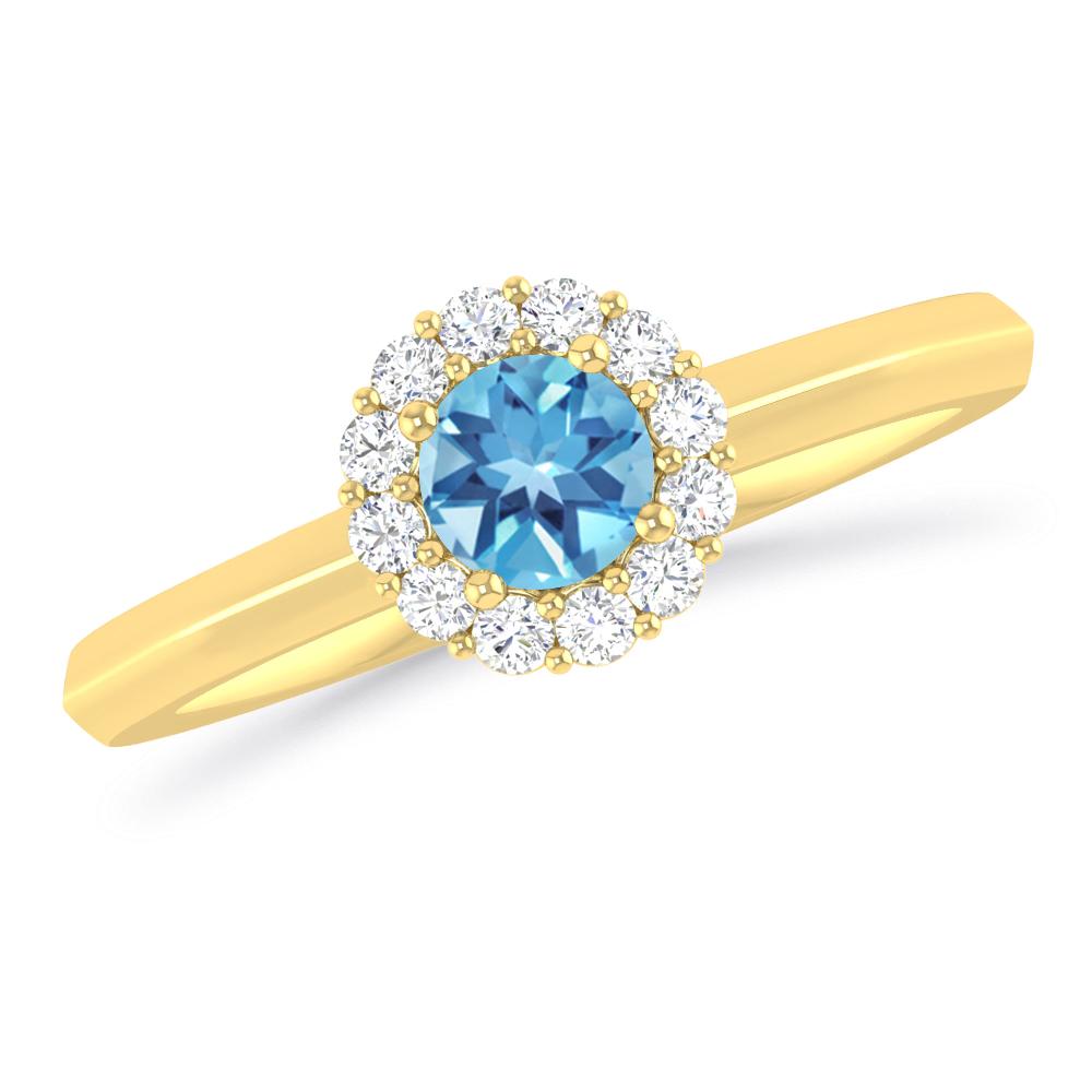 Yellow Gold - Blue Topaz