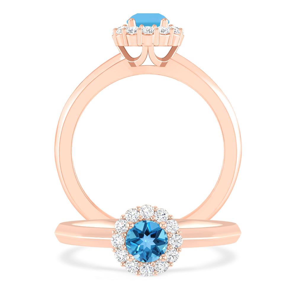 Rose Gold - Blue Topaz