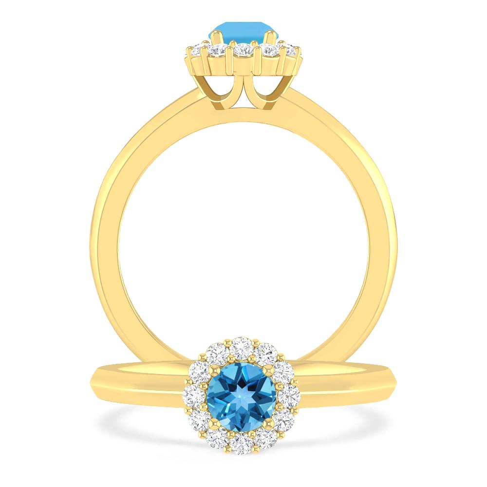 Yellow Gold - Blue Topaz