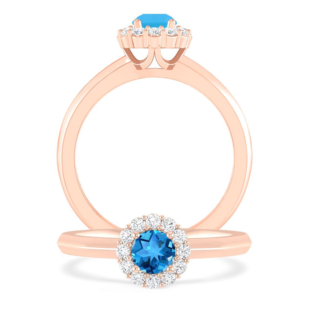 Rose Gold - Blue Topaz