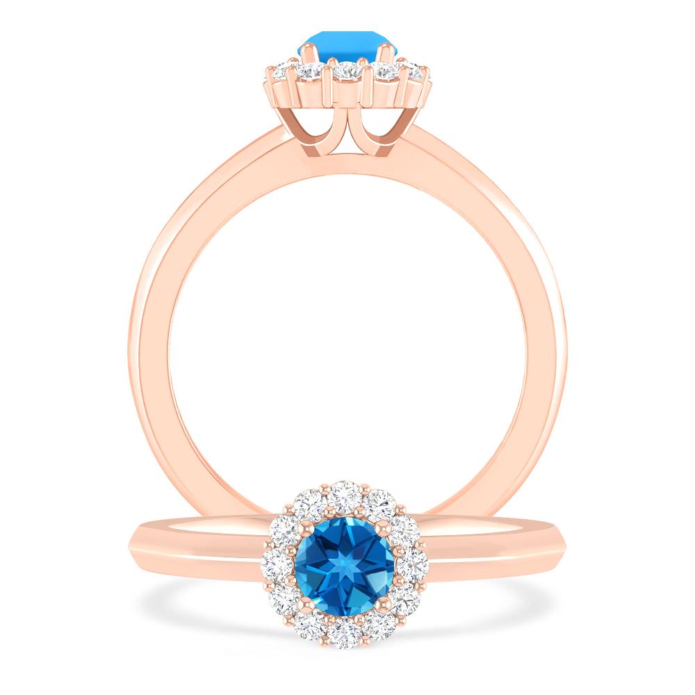 Rose Gold - Blue Topaz