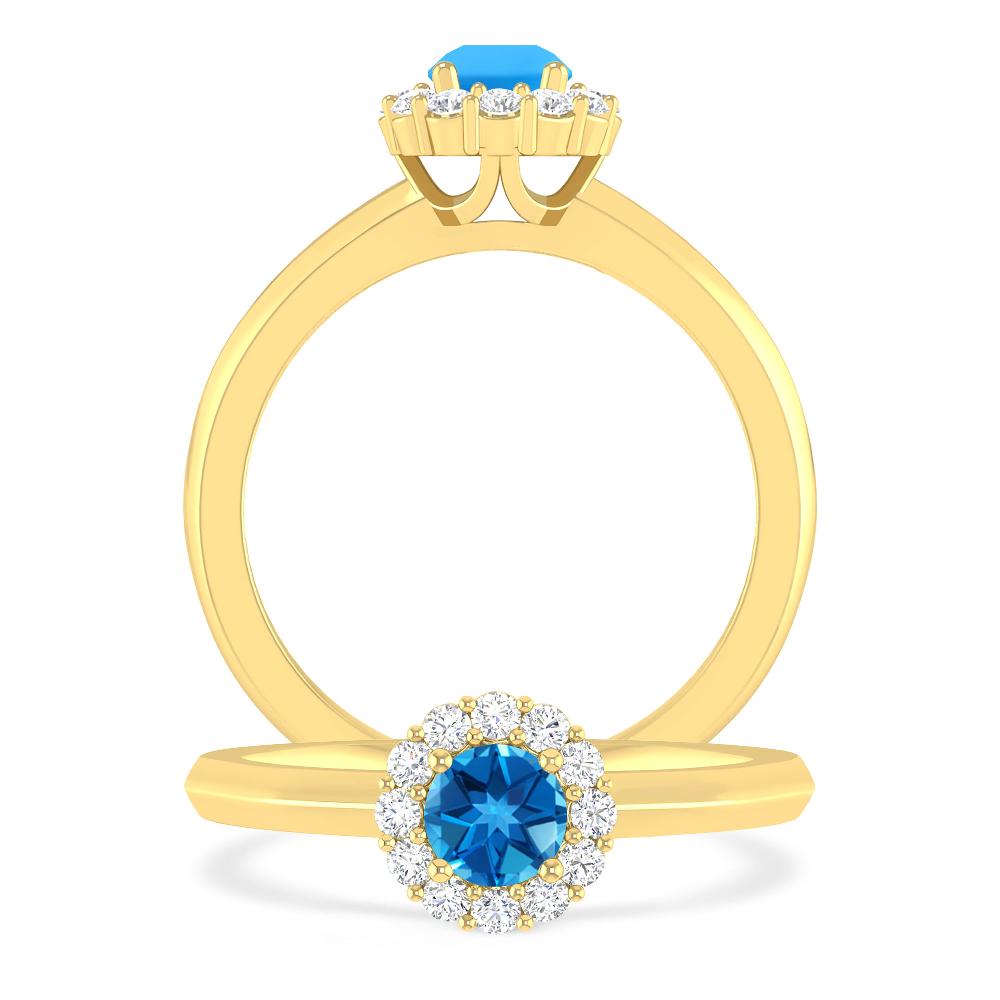 Yellow Gold - Blue Topaz