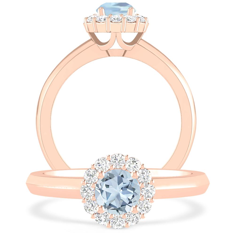 Rose Gold - Aquamarine