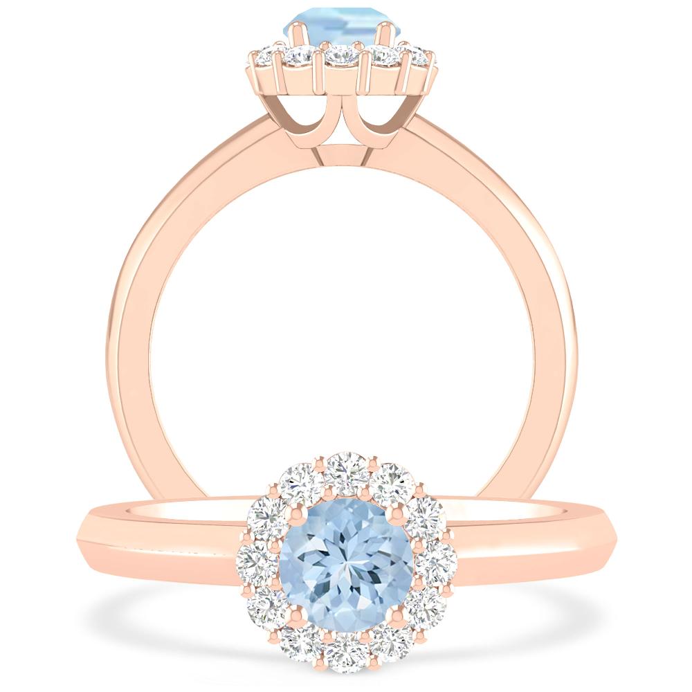 Rose Gold - Aquamarine