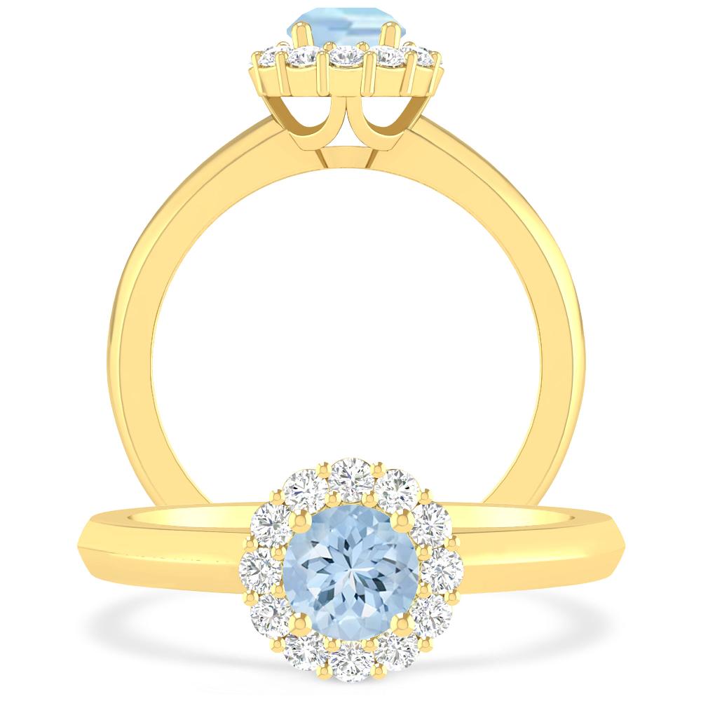 Yellow Gold - Aquamarine