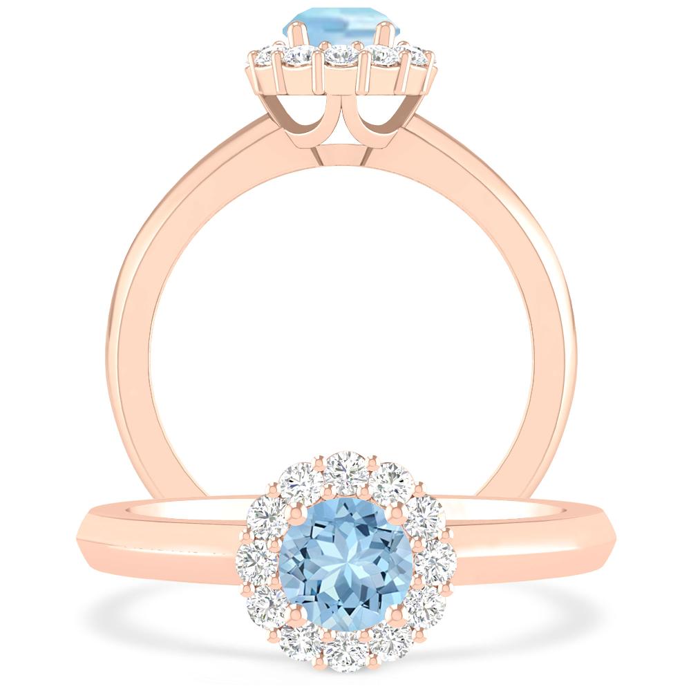 Rose Gold - Aquamarine