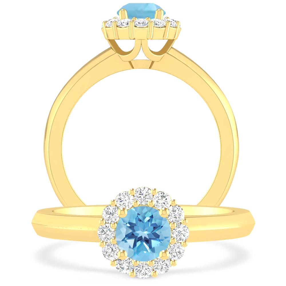 Yellow Gold - Blue Topaz