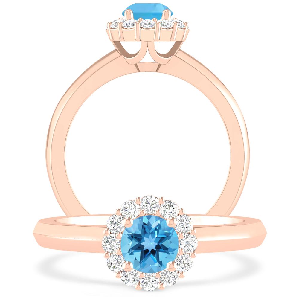 Rose Gold - Blue Topaz