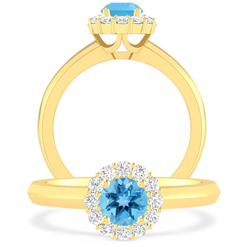 Yellow Gold - Blue Topaz