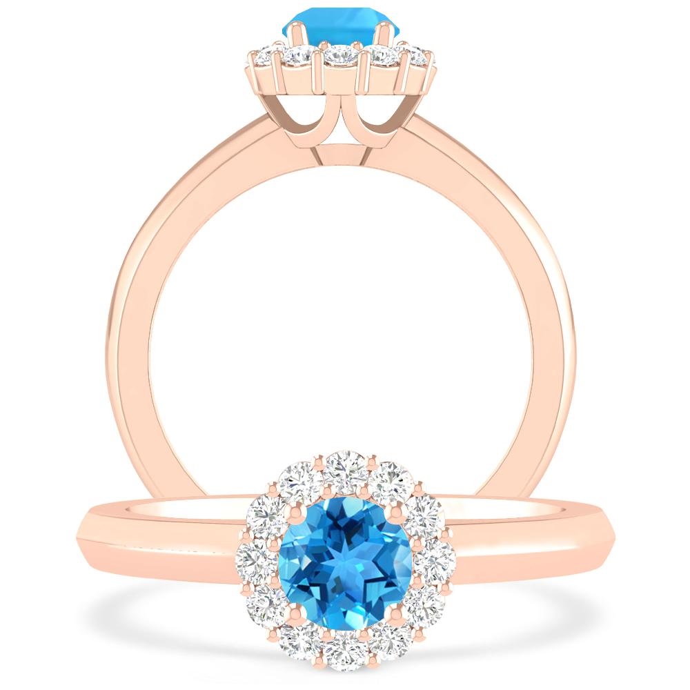 Rose Gold - Blue Topaz